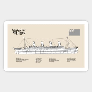 RMS Titanic ship plans. White Star Ocean Liner -  SBDpng Magnet